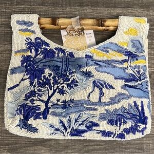 Beaded Tropical Scene Handbag